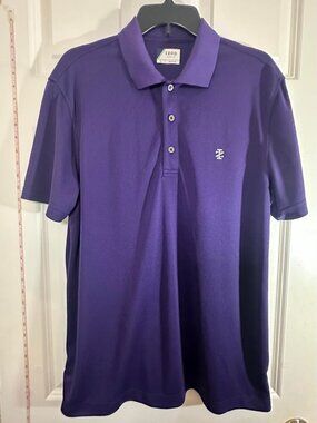 IZOD Golf Purple Grid Texture Performance Polo Shirt Short Sleeve 3 Button Men L